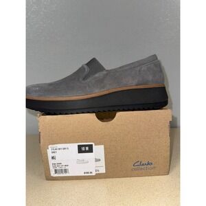 Clarks Zylah Sky‎ Women Slip On Loafer Shoes Grey Suede Wedge Platform 10M